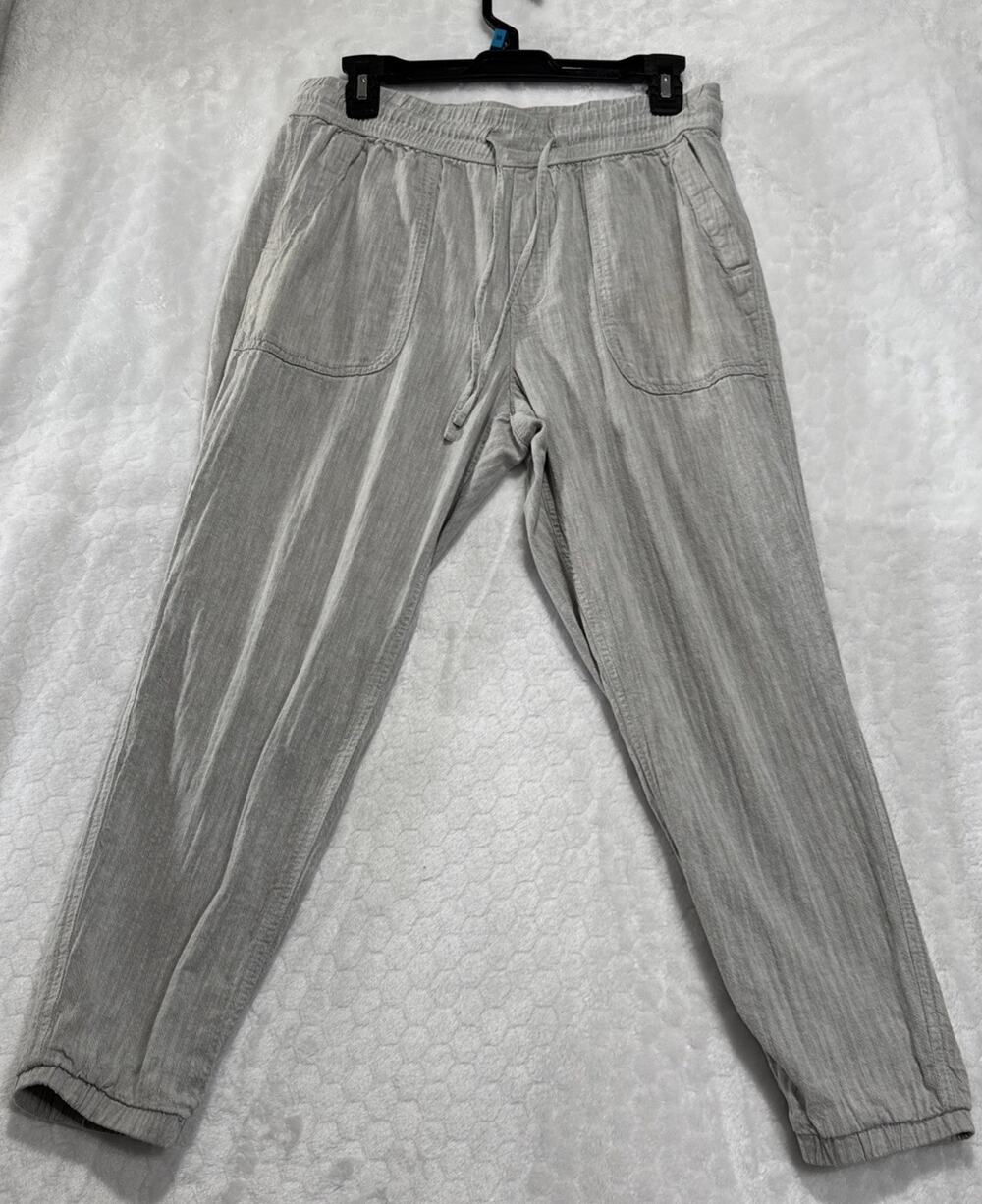Gap Gray Chambray Utility Joggers Womens Size M Textured Casual Pants 24" Inseam